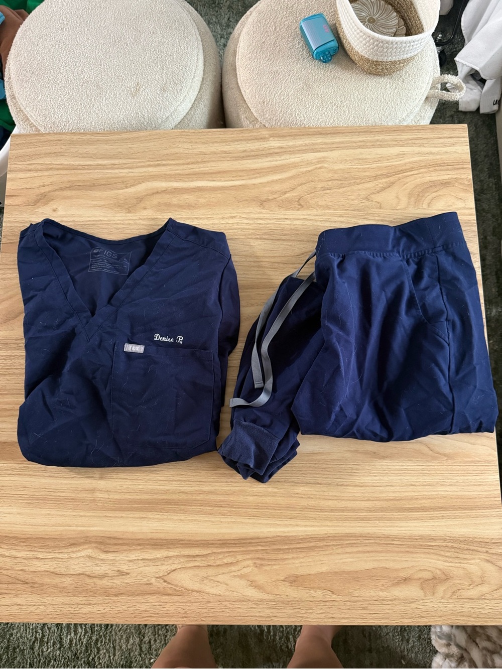 FIGS Navy Blue Scrub Top and Jogger Set